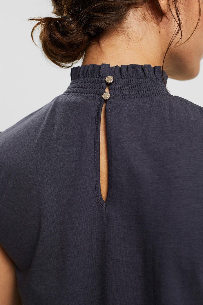 Containing TENCEL™: Top with broderie anglaise, ANTHRACITE, detail image number 5