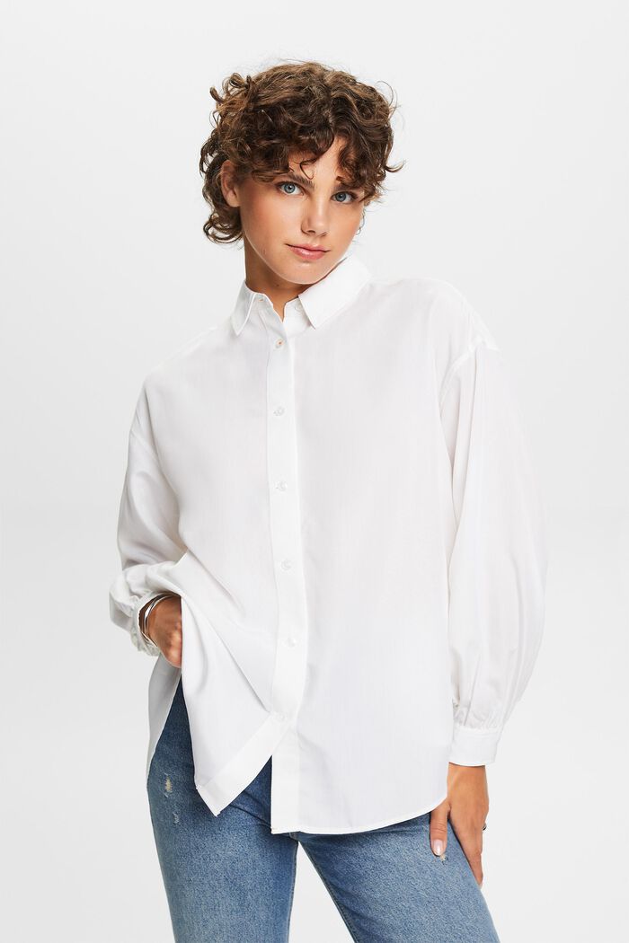 Oversized shirt blouse, WHITE, detail image number 0