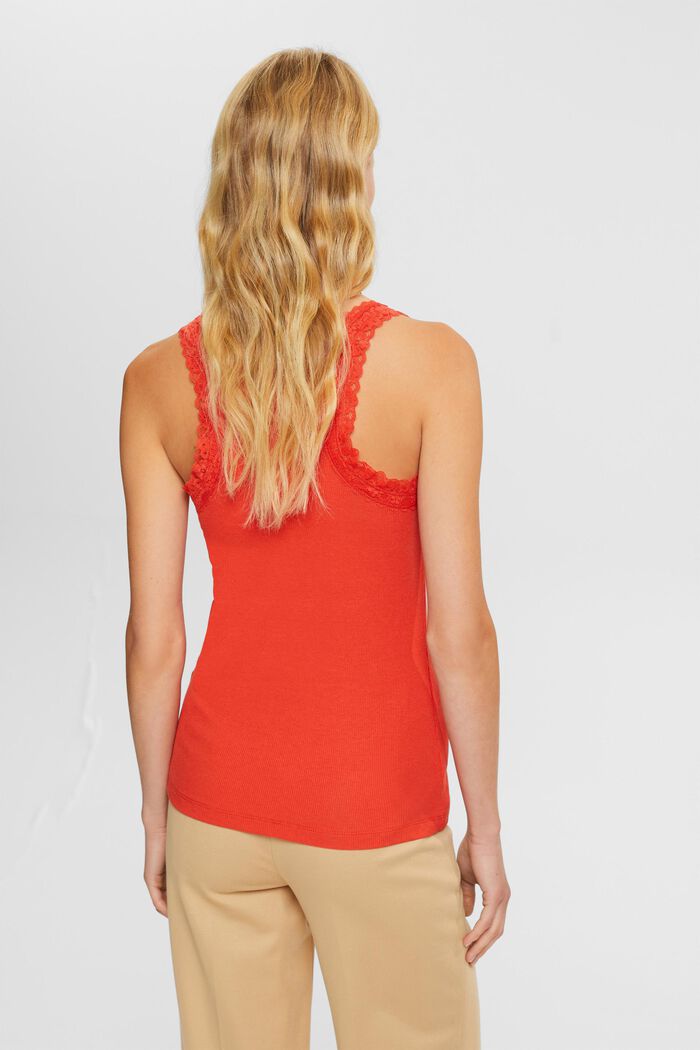 Top with lace, ORANGE RED, detail image number 3