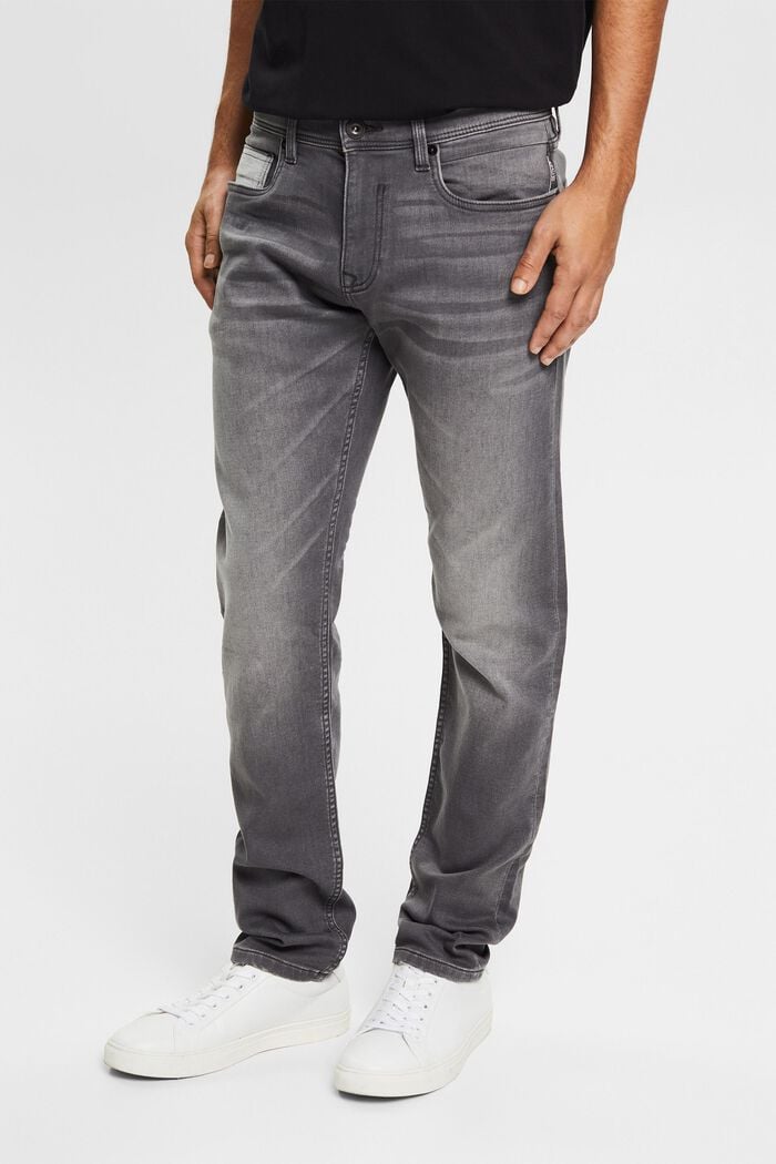 Jogger jeans in blended cotton, GREY MEDIUM WASHED, detail image number 0