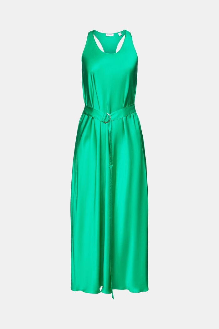 Belted Satin Midi Tank Dress, GREEN, detail image number 6