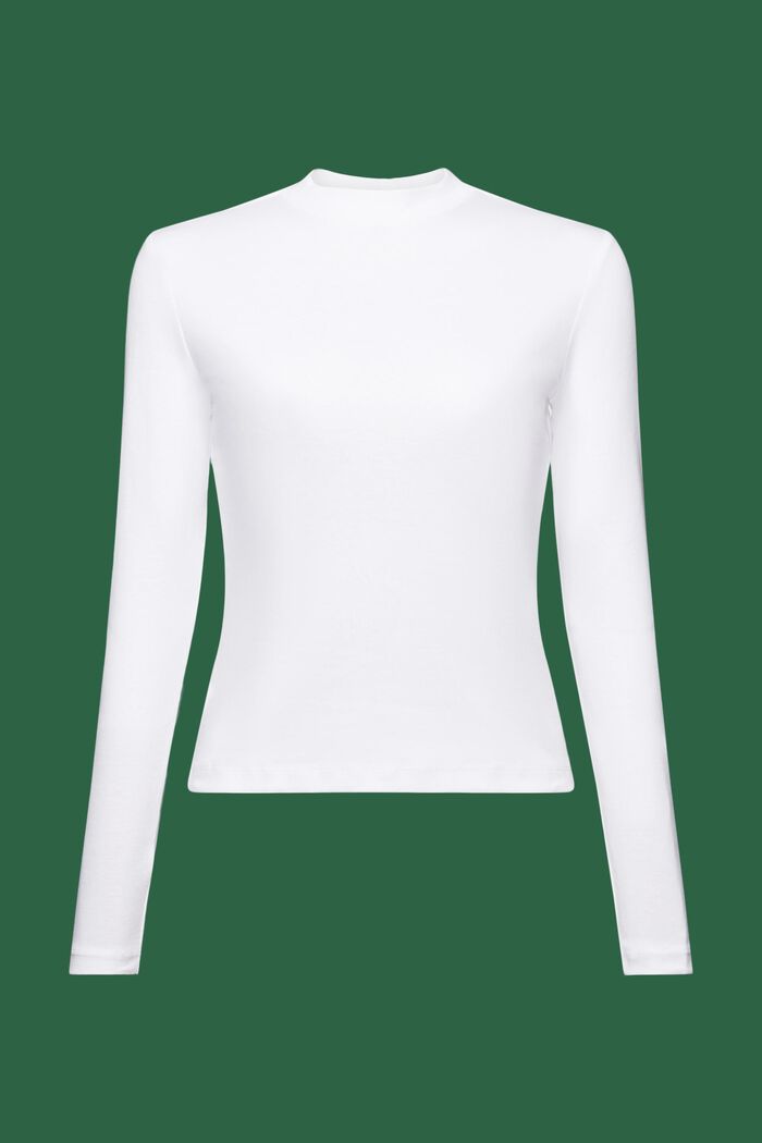 Cotton Jersey Longsleeve Top, WHITE, detail image number 6