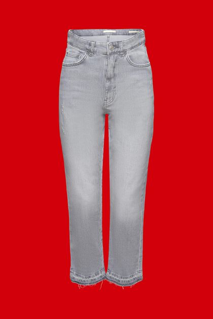 High-rise cropped raw hem jeans