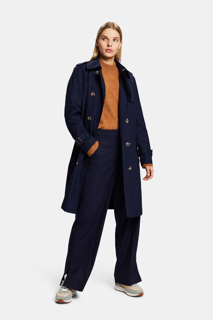 Belted Double-Breasted Trench Coat, NAVY, detail image number 1