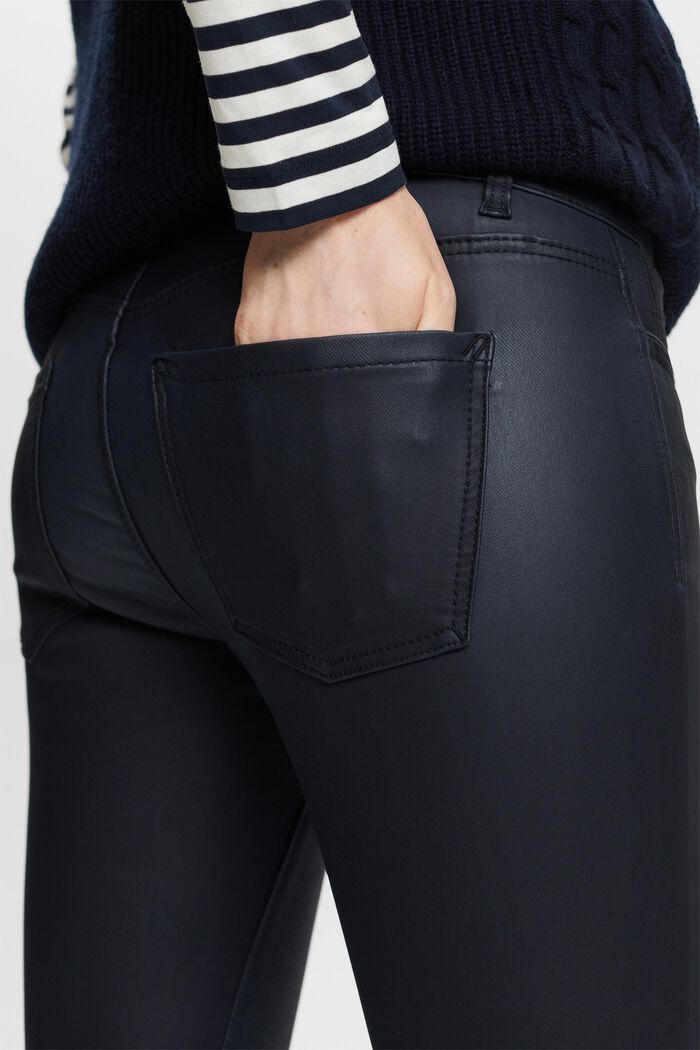Mid-Rise Skinny Leg Coated Trousers, NAVY, detail image number 4