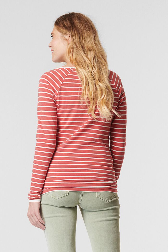 Striped long sleeve top, organic cotton, RED, detail image number 3