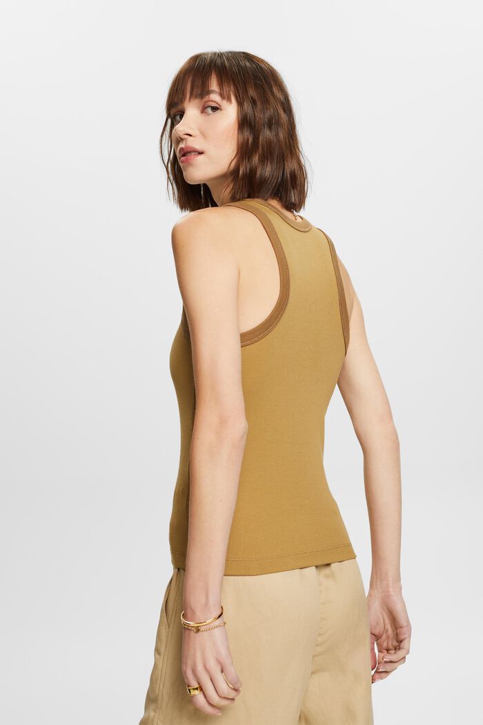 Ribbed jersey tank top, stretch cotton, TOFFEE, detail image number 3