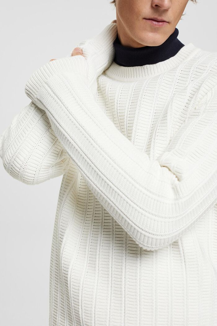 Textured knit jumper, OFF WHITE, detail image number 2