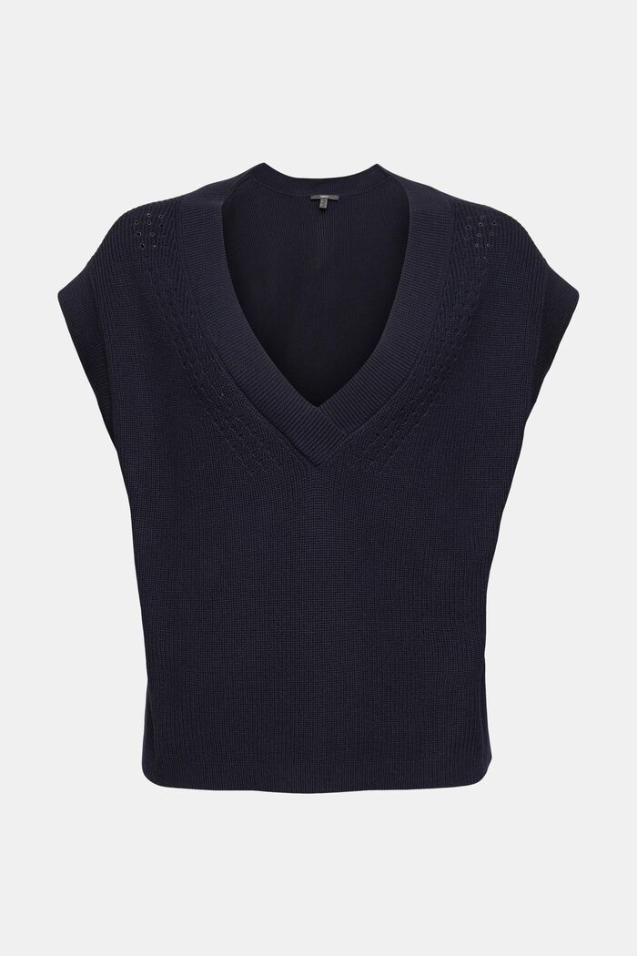 Sleeveless jumper in 100% organic cotton, NAVY, detail image number 2