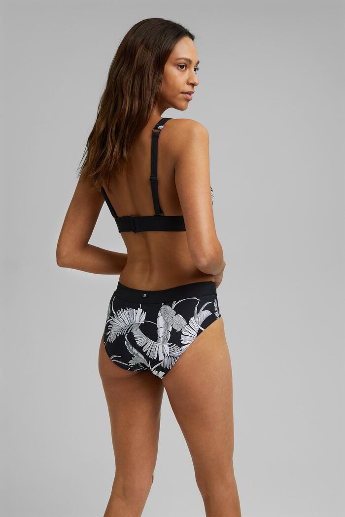 Recycled: non-wired bikini top with a palm tree print, BLACK, detail image number 1