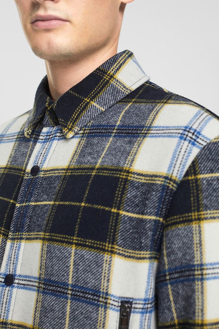 Checked wool blend shacket, NAVY, detail image number 2