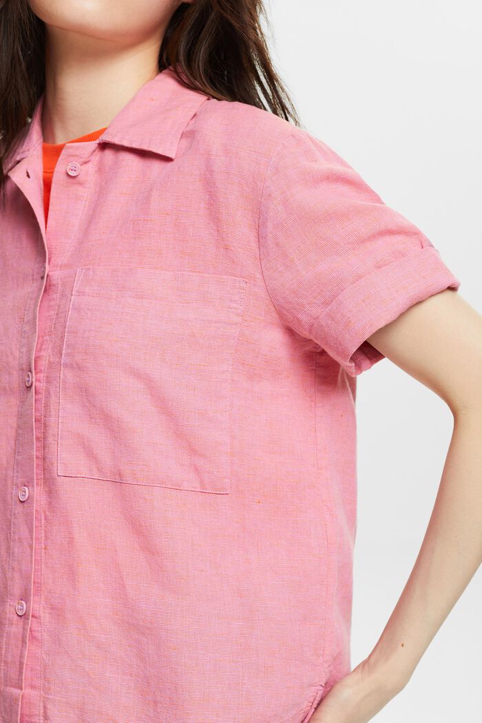 Cotton-Linen Shirt Blouse, RED ORANGE, detail image number 3