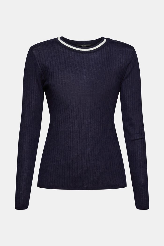 Made of TENCEL™: jumper with a ribbed finish, NAVY, detail image number 6