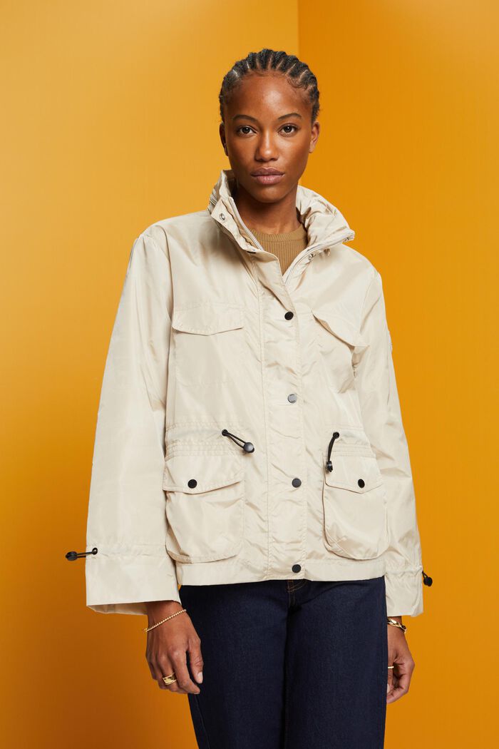 Recycled: rain jacket with a hood, LIGHT TAUPE, detail image number 0