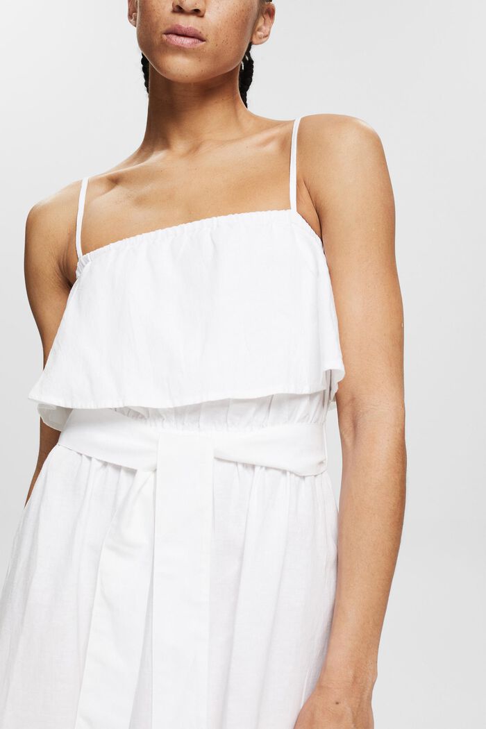 Linen blend: dress with adjustable straps, WHITE, detail image number 2