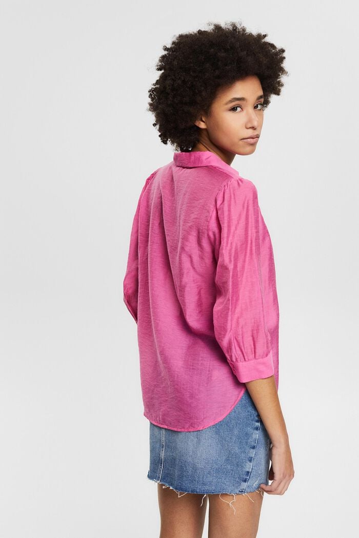 Lightweight blended linen blouse with a turn-down collar, PINK, detail image number 3