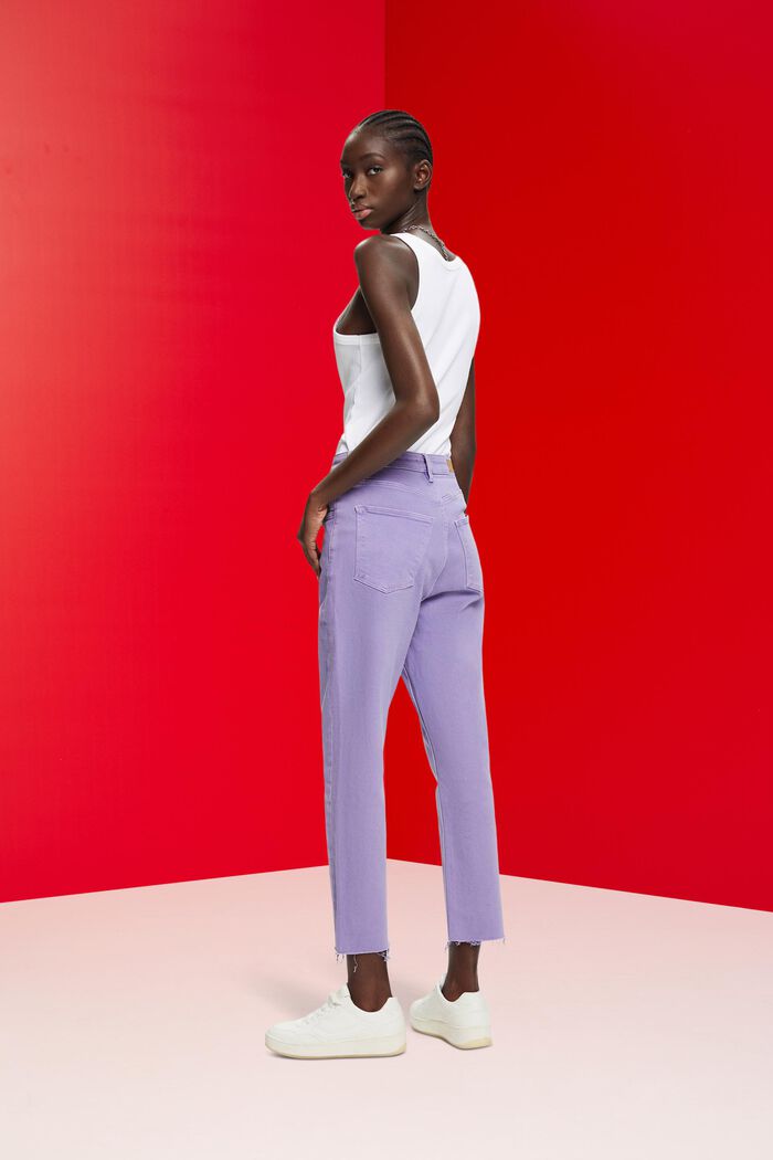 Cropped frayed hem trousers, PURPLE, detail image number 3