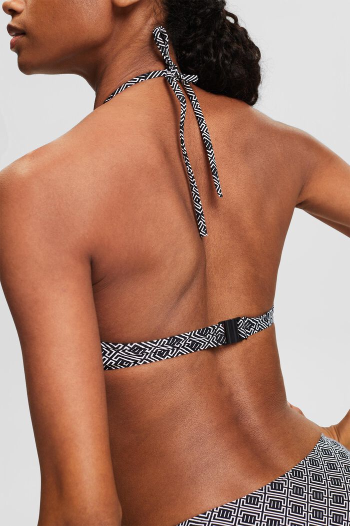 Printed Halterneck Bikini Top, BLACK, detail image number 1