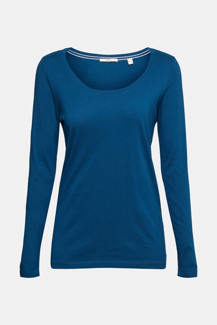 Long sleeve top, PETROL BLUE, overview