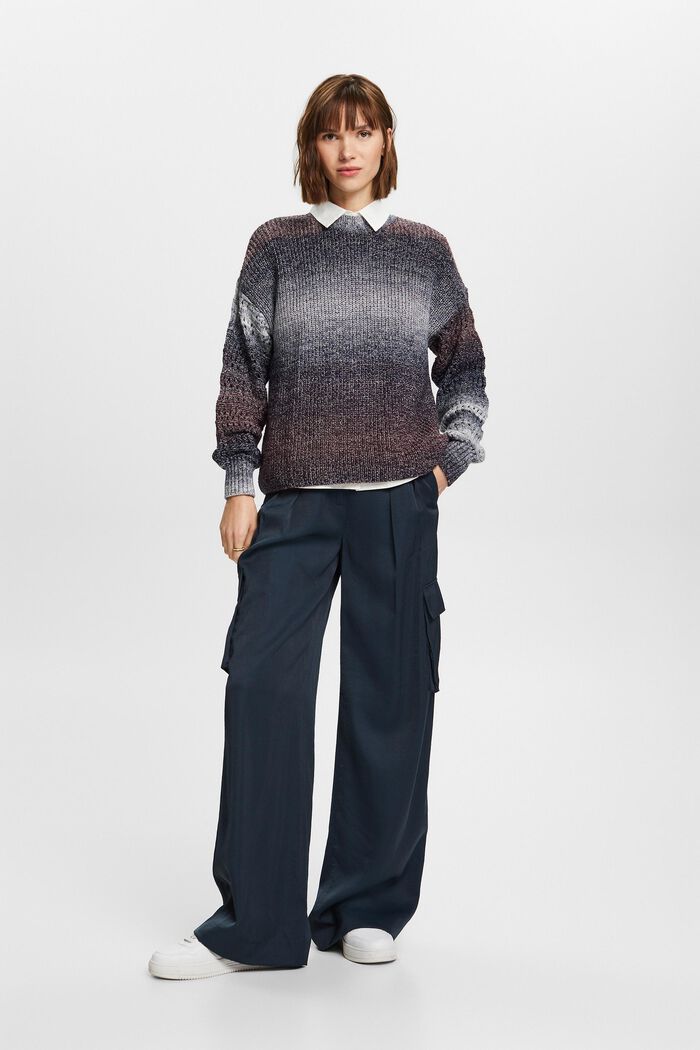 Gradient Open-Knit Mockneck Sweater, AUBERGINE, detail image number 5