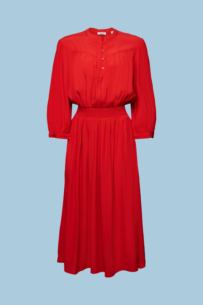 3/4 Sleeve Crêpe Midi Dress, DARK RED, detail image number 6