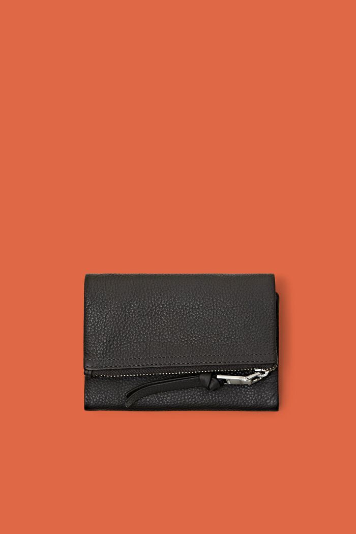 Fold-Over Leather Wallet, DARK GREY, detail image number 0