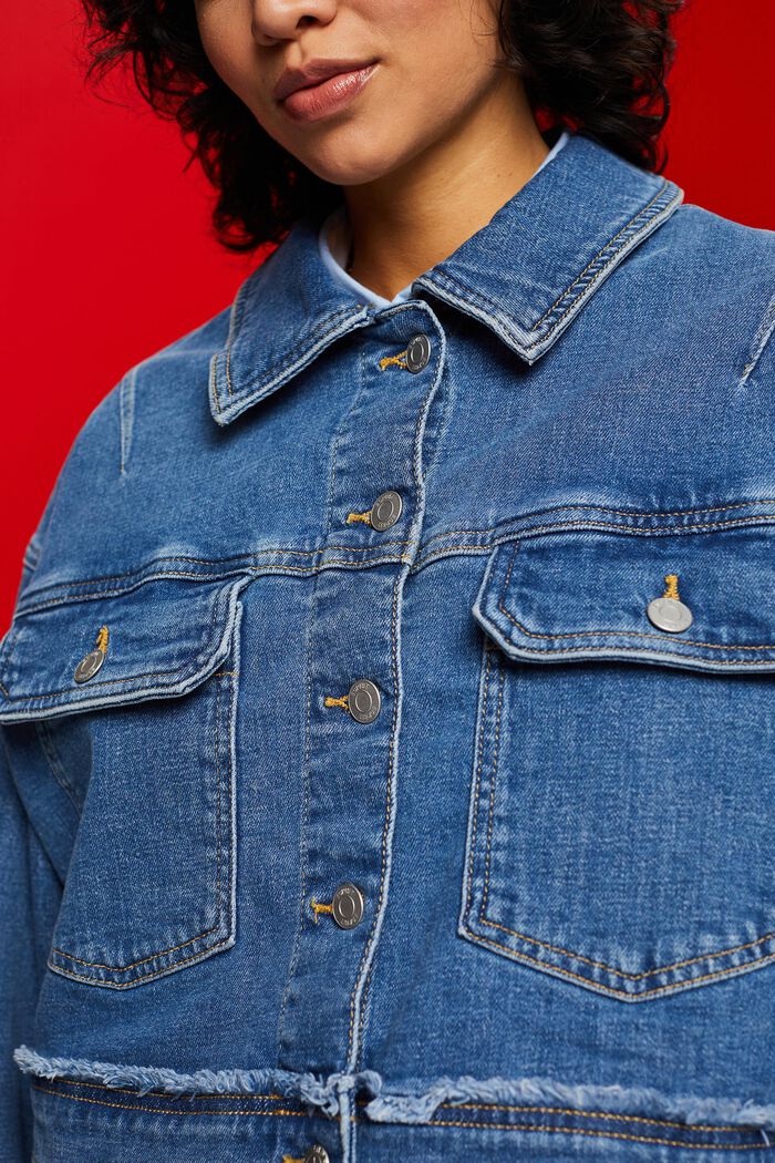 Cropped, oversized jeans jacket, BLUE MEDIUM WASHED, detail image number 2