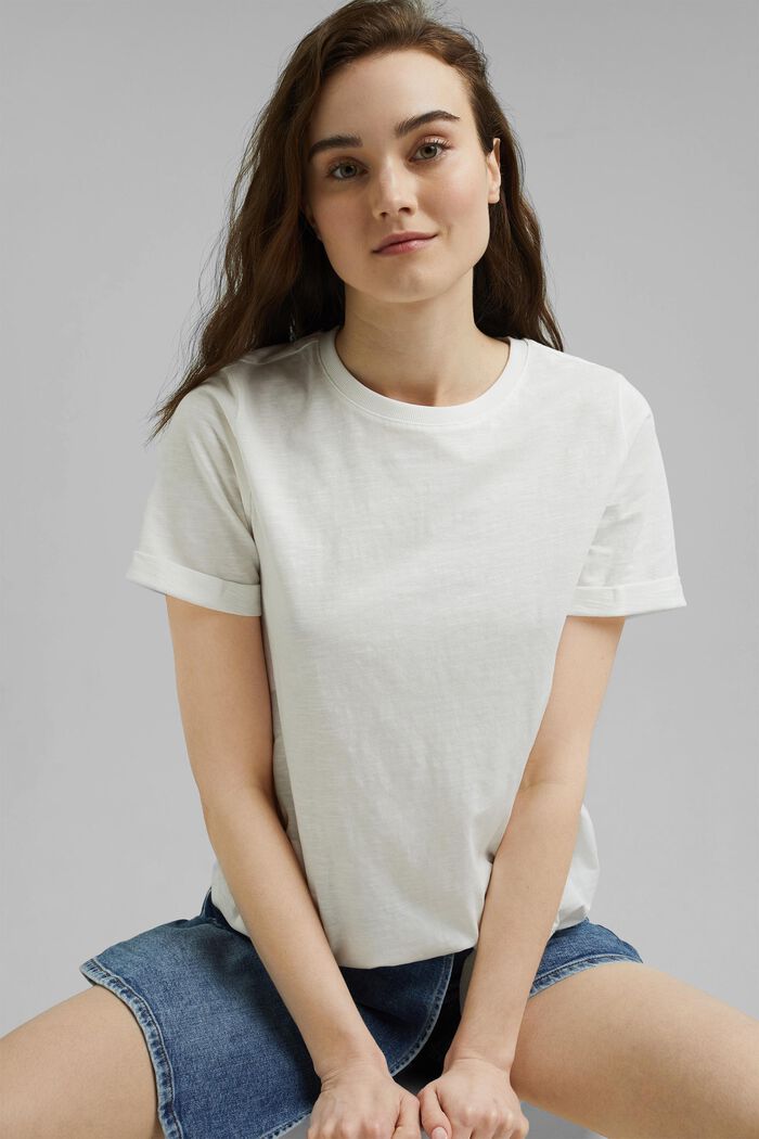 T-shirt with knots, organic cotton, OFF WHITE, overview