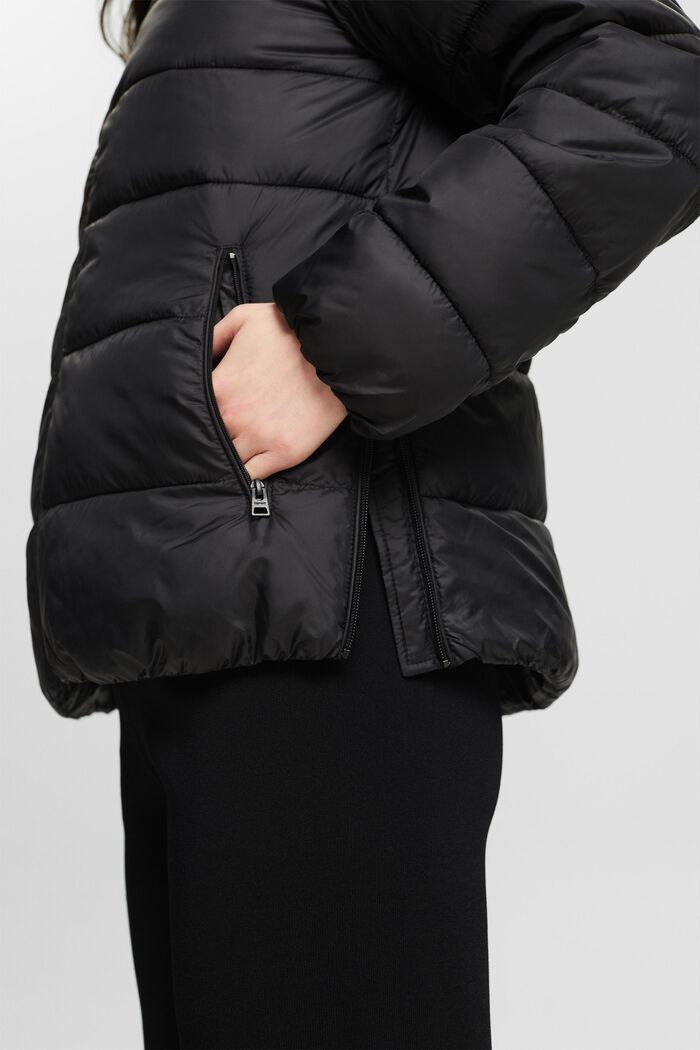 Recycled: puffer jacket with a hood, BLACK, detail image number 3