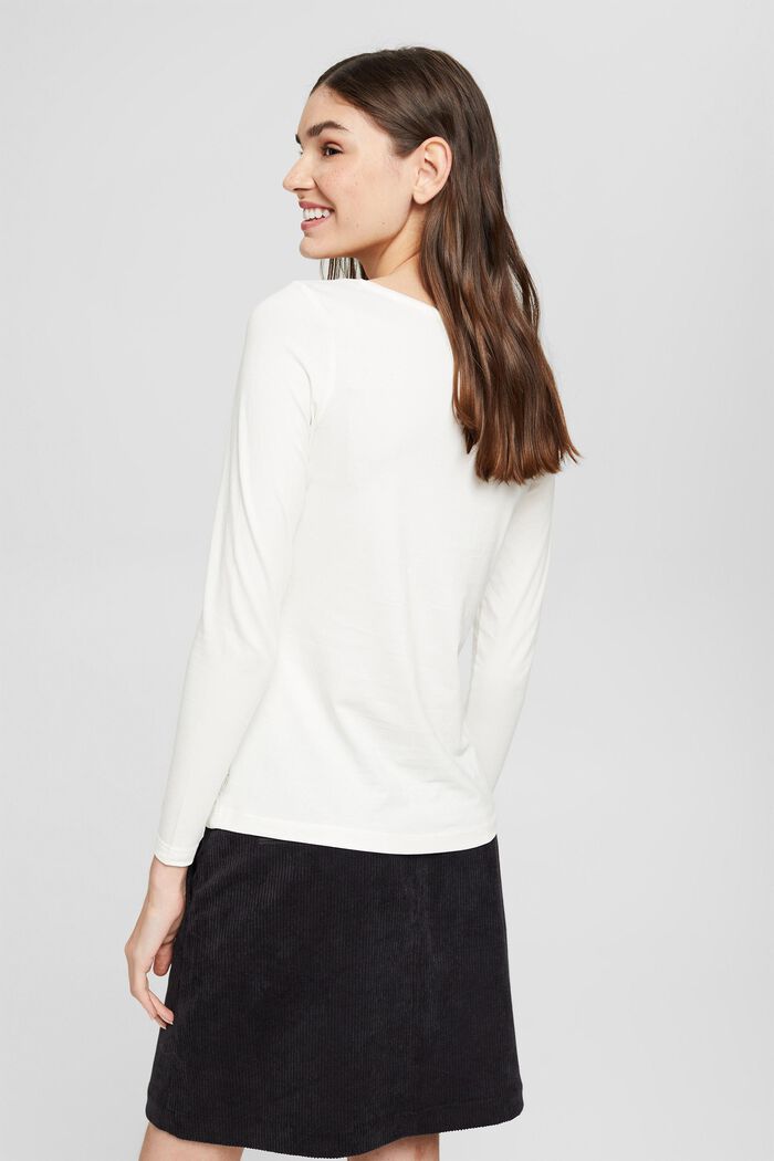 Long sleeve top made of organic cotton, OFF WHITE, detail image number 3