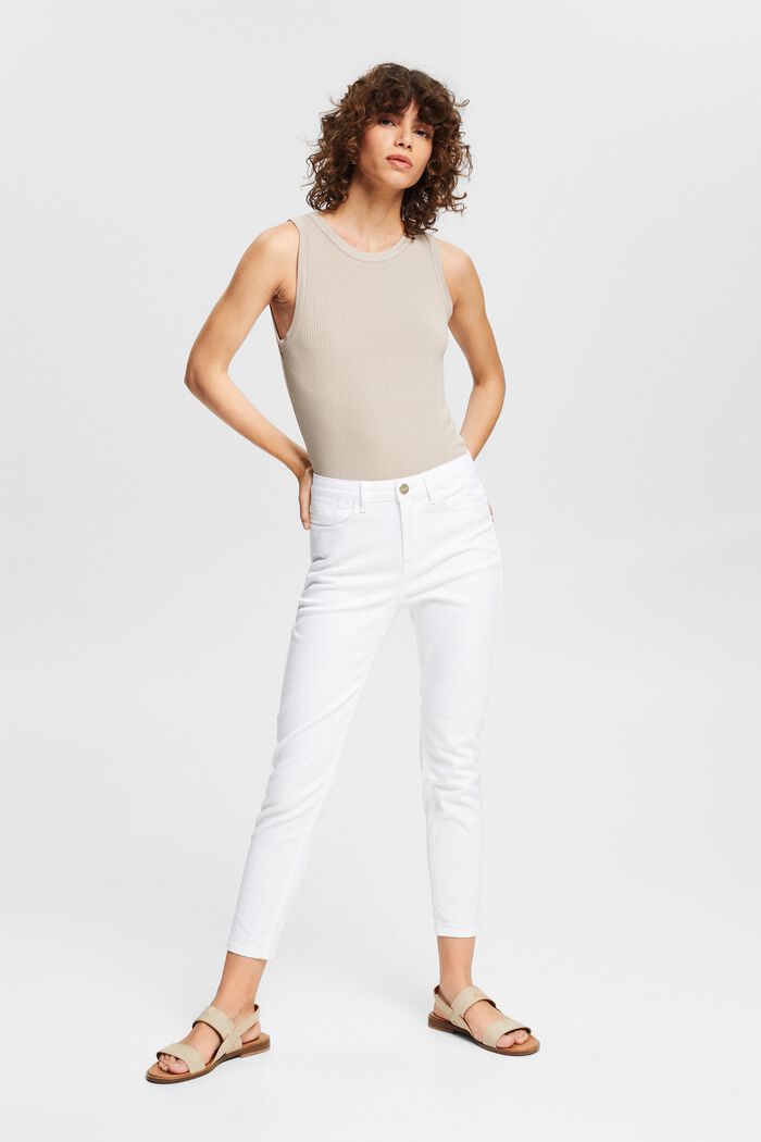Stretch jeans with hem slits, WHITE, detail image number 6