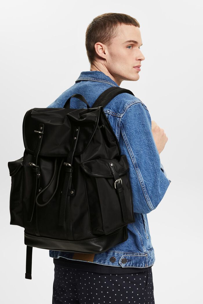 Flap-Over Backpack, BLACK, detail image number 4