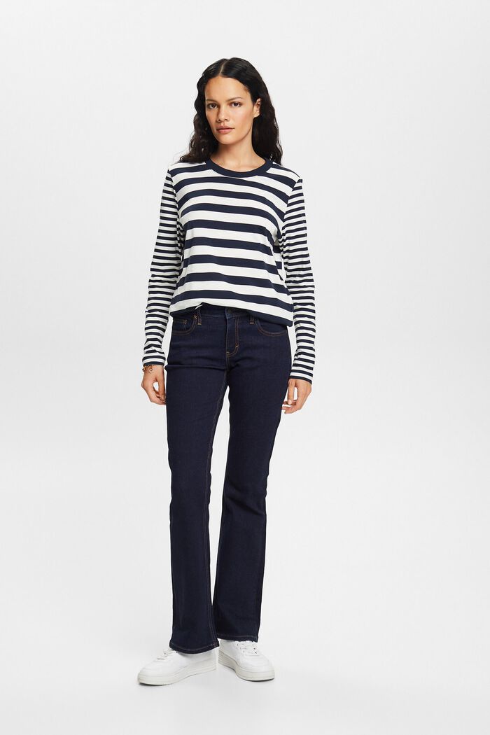Striped Long-Sleeve Top, NAVY, detail image number 0