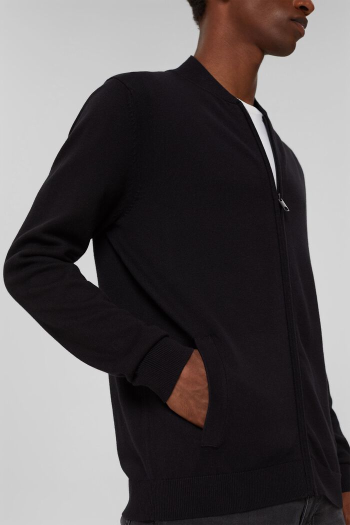 Zip cardigan made of 100% organic cotton, BLACK, detail image number 2