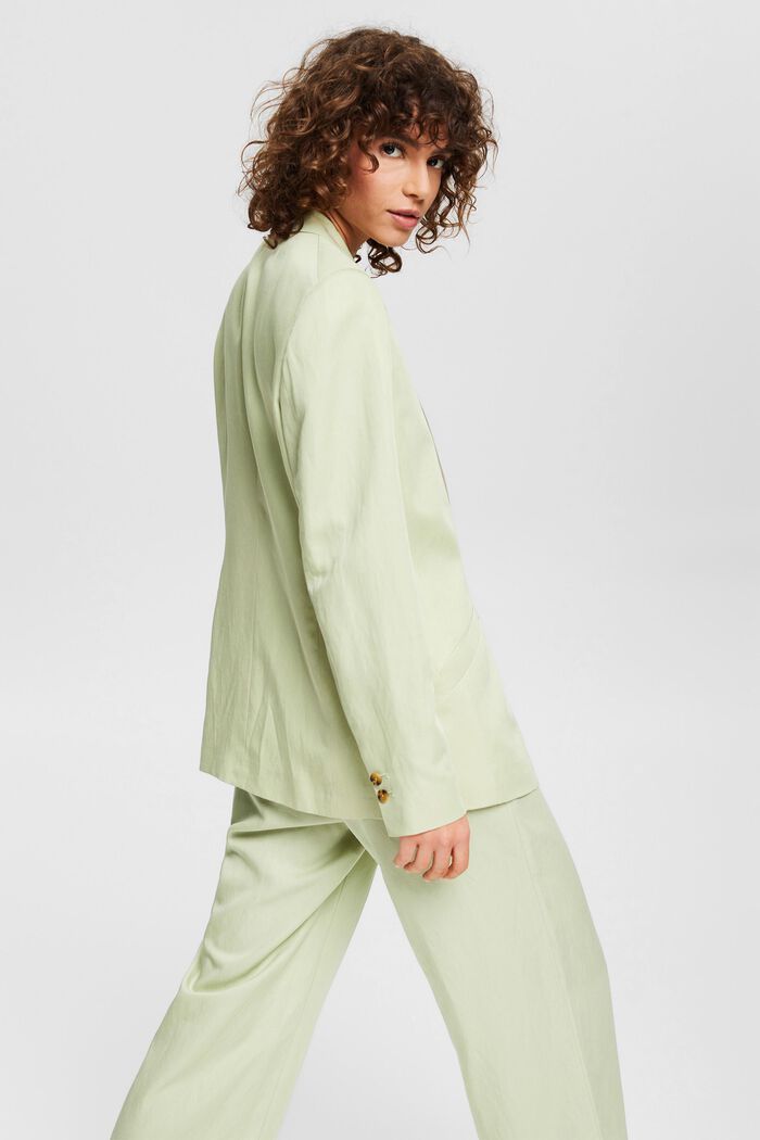 Linen blend: relaxed one-button blazer, PASTEL GREEN, detail image number 3