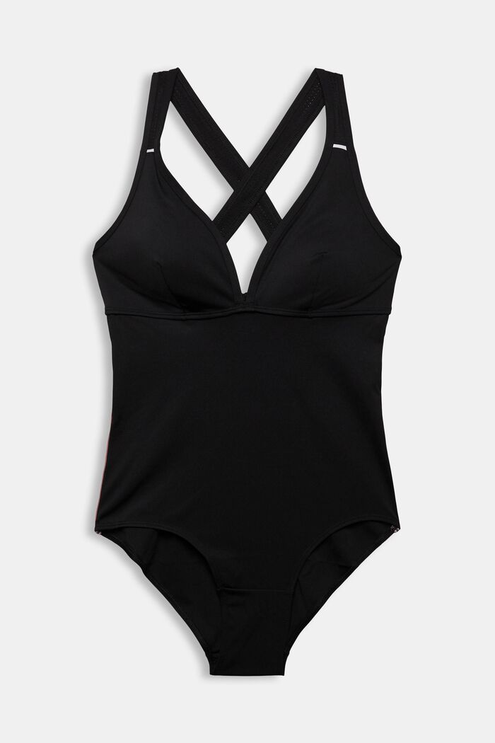 Swimsuit with padded cups, BLACK, overview