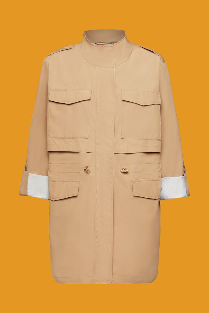 Trench coat with stand-up collar, KHAKI BEIGE, detail image number 5