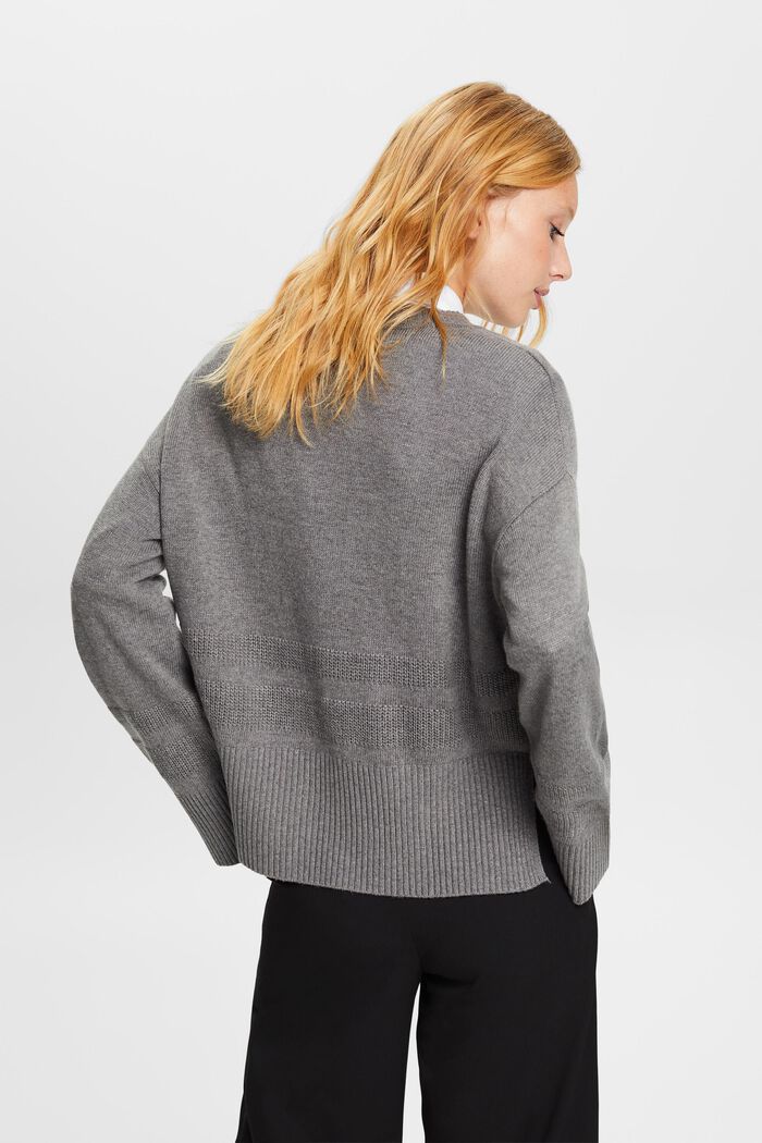 Boxy Crewneck Sweater, BROWN GREY, detail image number 3