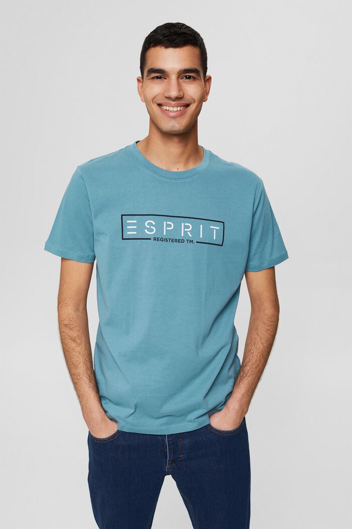 Jersey T-shirt with a logo print, TURQUOISE, detail image number 0