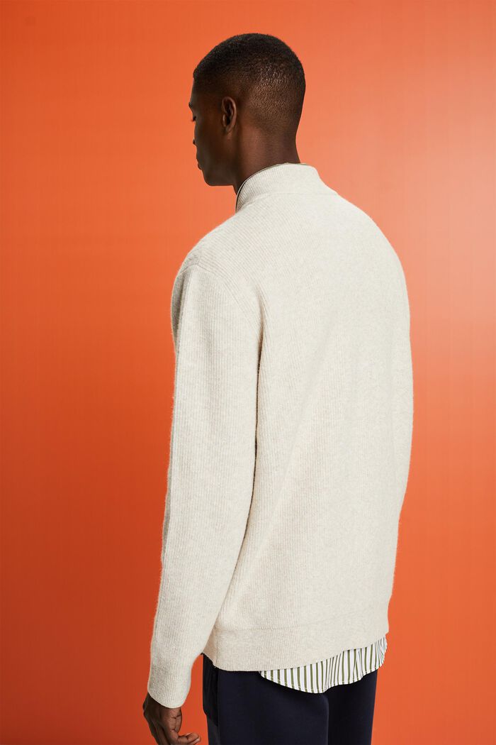 Cable Knit Bomber Cardigan, OFF WHITE, detail image number 2