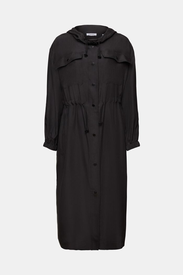 Washed Silk Parachute Midi Dress, BLACK, detail image number 5