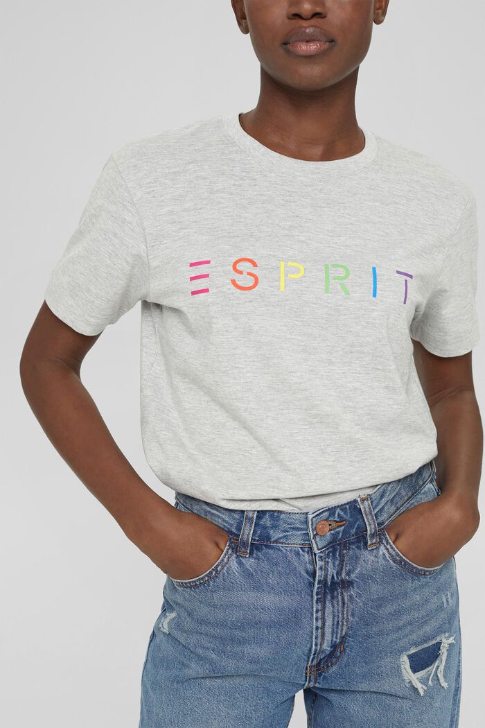 T-shirt with a logo print, organic cotton blend, LIGHT GREY, detail image number 2