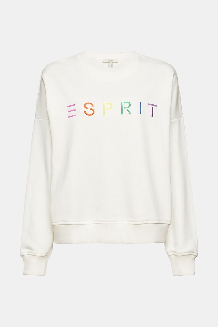 Sweatshirt with a logo embroidery, blended cotton, OFF WHITE, detail image number 5