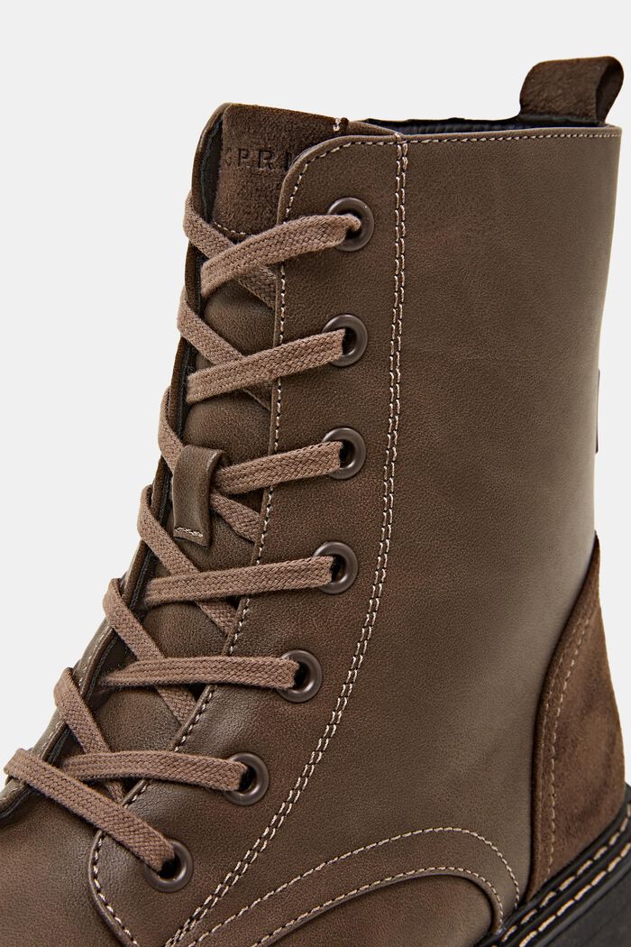 Vegan Leather Lace-Up Boots, TAUPE, detail image number 3