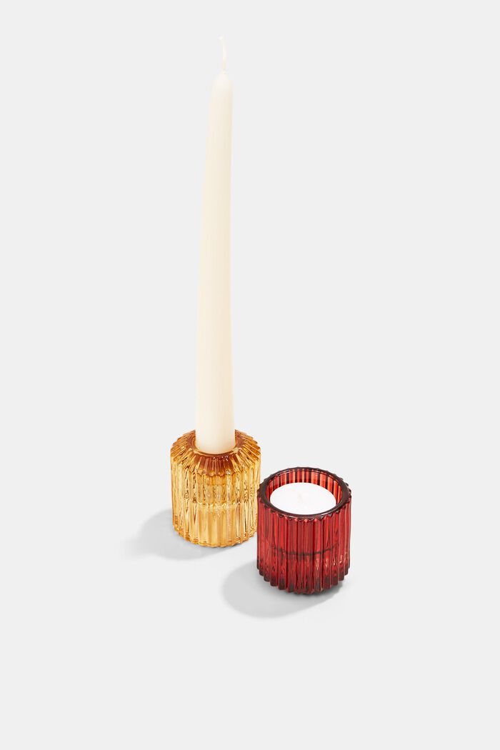 Set of two candle holders with double function, RED, overview