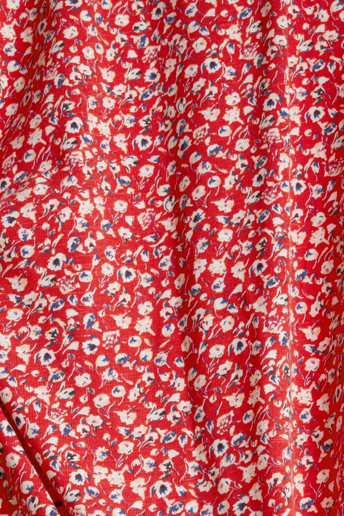 Long sleeve top in a blouse look made of blended organic cotton, RED, detail image number 4