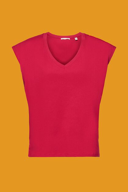 V-neck sleeve-less cotton T-shirt
