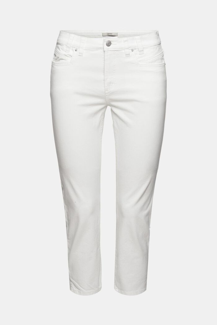 Stretchy capri-length trousers, WHITE, detail image number 7