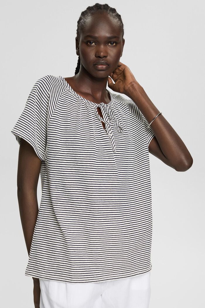 With linen: striped T-shirt, GREY, overview