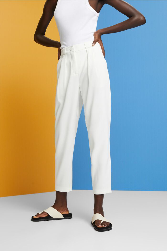 Spring twill cropped trousers, WHITE, detail image number 0
